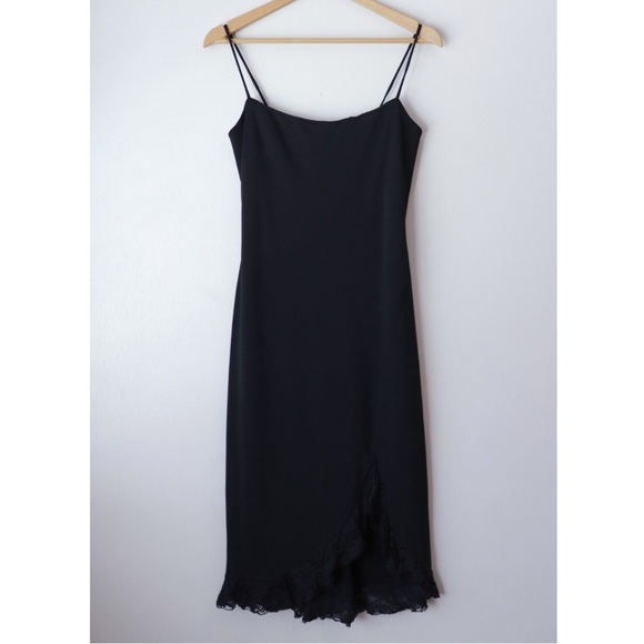 Vintage Dresses & Skirts - Vintage Cache Asymmetric Lace Hem Slip Dress Romantic Whimsigoth